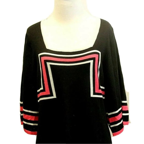 SANGRIA Black/White/Pink Geometric Knit Dress - Picture 3 of 9